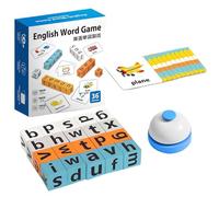 English Word Spelling Game with Letter Blocks and Picture Cards, Educational Alphabet Learning Toy, Matching English Word Toy, Alphabet Blocks for Preschool Kindergarten 14cm, Two-Player Battle Mode