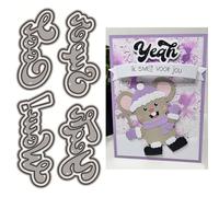 English Words Die Cuts for Card Making, Wow Cool Yeah Super Metal Cutting Dies for Paper Scrapbooking, DIY Stencils for Album Party Wedding Festivals Decoration