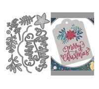 English Words Merry Christmas Die Cuts for Card Making, Splicing Flowers Leaves Metal Cutting Dies for Paper Scrapbooking, DIY Stencils for Album Party Wedding Festivals Decoration