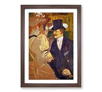 Englishman at The Moulin Rouge Vol.1 by Henri De Toulouse-Lautrec Framed Print | A2 Walnut Framed Wall Art | Ready to Hang | Modern Nature Picture | Living Room Bedroom Lounge Office