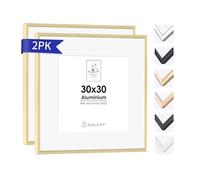 ENGLORY® 2 Frames 30 x 30 cm, Gold Aluminium Metal Frames, Photo Frame and Certificates, Frames for Large Collage, Ppuzzle, Wall, Poster, University Diploma