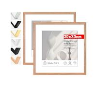 ENGLORY® 2x 30x30cm Picture Frames | Natural Oak Wood | 20x20cm Mat Included | Medium Square Wooden Frame for Posters | Solid Wood Photo Frame
