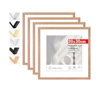ENGLORY® 4x 30x30cm Picture Frames | Natural Oak Wood | 20x20cm Mat Included | Medium Square Wooden Frame for Posters | Solid Wood Photo Frame