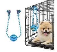 Engorgio Interactive Dog Chew Toys Crate Training Aids for Puppies, Puzzle Treat Dispenser with Rope Dogs Toy Ball Reduce Stress Anxiety Peanut Butter Dog Food Treat Dispenser Toys (Blue)