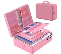 ENGPOW 5200°F Fireproof Document Bag with Lock, Upgraded Heat Insulated Fireproof＆Waterproof Box 8 Layers Document Organizer, Portable Home Travel Safe Storage Box for Important Files, Laptop, Pink