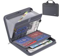 ENGPOW Accordion File Organizer,Fireproof Expanding File Folder with Multi Pockets,13 Pockets Document Organizer Bag with Handle & Labels,Portable Home Travel Safe Storage for Letter A4 Files,Gray