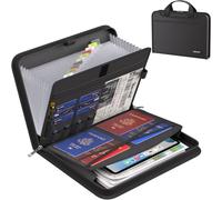 ENGPOW Accordion File Organizer,Legal Size Fireproof Expanding File Folder with Handle & Labels,13 Pockets Large Document Organizer Folder Portable Home Travel Safe Storage for Letter/Legal Files