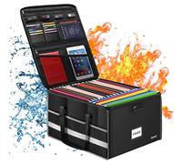 ENGPOW Collapsible Fireproof Document Box - Large File Storage Organizer with Inserts and Mesh Pockets, Hangs Both Letter and Legal Folders