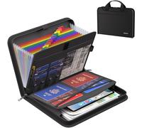 ENGPOW Concertina File Folder, Fireproof Expanding File Folder with Multiple Compartments, 13 Pockets Document Organizer with Handle and Labels, Portable for Home, Travel, Safe Storage for Letters in