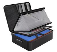 ENGPOW File Organizer Bag with 13 Pocket Accordion File Folder, Fireproof Document Organizer with Lock& Labels,Multi-Layer Portable Home Travel Safe Storage Box for Important Documents,Files and More