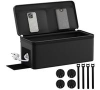 ENGPOW Fireproof Cable Tidy Box for Extension Leads,36x16x16cm | Cable Management Box,TV & Desk Cable Organiser,Power Strip Organizer with Lid,2 Open Slots,for 4-Gang & 8-Way Extension Leads