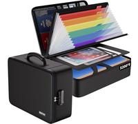 ENGPOW Fireproof Document Box,5200℉ Heat Insulated Storage Box with Lock,Multi-Layer Waterproof & Fireproof 7 Pockets File Organiser for A4 Documents,Passports,Cards