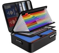 ENGPOW Fireproof Document Box 5200℉ with 13 Pockets Accordion Folder