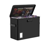 ENGPOW Fireproof Document Box,Comic Book Storage Box with Lock,39.5 x 29 x 20cm Book Box,Collapsible Comic Box,Oganiser Box with Lid,Container for Magazines,Comic Books,School,Home,Office,Black