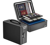 ENGPOW Fireproof Document Box, Hard Case File Box with Fireproof Zipper＆Lock, 6400°F Heat Insulated Fire and Water Resistant Portable File Organizer Storage Home Safe for Documents Laptop Cash Black