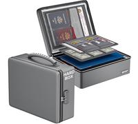 ENGPOW Fireproof Document Box, Hard Case File Box with Fireproof Zipper＆Lock, 6400°F Heat Insulated Fire and Water Resistant File Organizer Storage Safe for Important Documents Laptop Cash, Gray