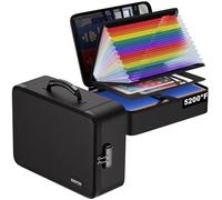 ENGPOW Fireproof Document Box with Lock, 5200℉ Soft Case Fireproof Box with 25 Colorful Pocket Accordion File Folder, Fireproof Water Resistant Safe File Organizer Storage for Important Documents