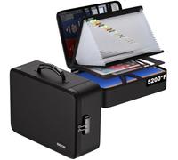 ENGPOW Fireproof Document Box with Lock,5200℉ Soft Case Fireproof Box with 25 Pocket Accordion File Folder,Multi-Layer Fireproof Water Resistant File Organizer Storage for Important Documents,Laptop