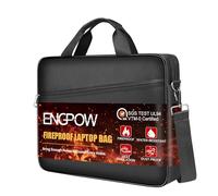 ENGPOW Laptop Bag, Fireproof 15.6 inch Messenger Bag Safe Storage for Laptop or Tablet, Computer Bag Carrying Case with Shoulder Strap＆Handle, Dual Zipper, Mesh Pockets for Home Office Travel, Black