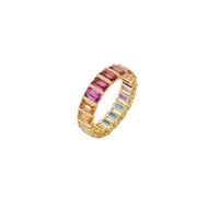 Engravable Silver Anniversary Ring Women Pink Ring 14K Gold 14K Yellow Gold Rectangle with 1.2CT Colorful Natural Gemstones and Diamond Size M 1/2 Solid Not Plated Modern for Aunt Thanksgiving