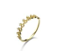 Engravable Silver Anniversary Ring Women, Princess Cut Engagement Ring Faux 18K Yellow Gold White Round Cubic-Zirconia Sz S 1/2 Stackable Knuckle