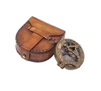 Engravable Victorian Sundial Compass - Antique Brass Finish with Leather Case - Push-Open Sun Clock for Navigation, Hiking, Gifts & Décor - Vintage Collectible for Men
