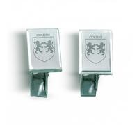 Engrave it Baby - Collins Irish Family Crest Cufflinks - Stainless Steel Silver - Novelty Gift for Him - Groom Cufflinks - Formal Shirt Cuff Links - Mens Cuff Links