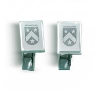 Engrave it Baby - Monaghan Irish Family Crest Cufflinks - Stainless Steel Silver - Gift Boxed - Formal Shirt Cuff Links - Fathers Day Gift for Dad - Wedding Cufflinks