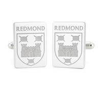 Engrave it Baby - Redmond Irish Family Crest Cufflinks - Stainless Steel Silver - Shirt Accessory for Men - Mens Cuff Links - Novelty Cufflinks