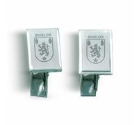 Engrave it Baby - Shields Irish Family Crest Cufflinks - Stainless Steel Silver - Novelty Gift for Him - Boxed Cufflinks Gift Set
