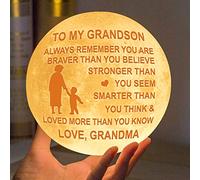 Engraved 3D Moon Lamp for Grandson, 3D Print Moon Light with Stand & Remote & Touch Control, Personalized 3D Moon Light Gift for Grandson Birthday Graduation Christmas Gifts