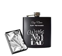 Engraved 6oz Black Hip Flask with Worlds No1 Dad