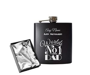 Engraved 6oz Black Hip Flask with Worlds No1 Dad