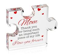 Engraved Acrylic Block Puzzle Mum Present, Delicate Acrylic Plaque with Stand Crystal Gifts for Mum, Birthday, Mother's Day, Thanksgiving Day, Gifts from Daughter Son