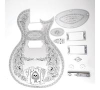 Engraved Aluminum Metal Front Kit Compatible with Zemaitis Guitars - 10-Piece Custom Laser-Engraved Set with Top Plate, Pickup Rings, Back Covers, Bridge Base & Truss Rod Cover (Aces & Skull Pattern)