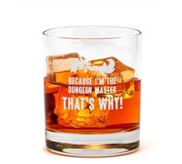 Engraved 'Because I'm The Dungeon Master That's Why!' DND Whiskey Tumbler Glass | Role Player Game Gifts for DM Dungeon Master | Drinking Gifts