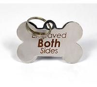 Engraved Bone Shaped Pet ID Dog Tags, BOLD Contrasting Text, Both Sides Engraved (Silver, 38mm*25mm)