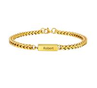 Engraved Bracelet Gifts for Men Boys - Personalised Dad Uncle Grandad Son Grandson Brother Cuban Chain Tube Bracelet Presents for Birthday Fathers Day Christmas Valentines Day Graduation (Gold)