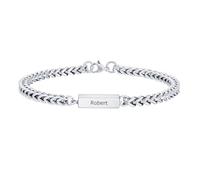 Engraved Bracelet Gifts for Men Boys - Personalised Dad Uncle Grandad Son Grandson Brother Cuban Chain Tube Bracelet Presents for Birthday Fathers Day Christmas Valentines Day Graduation (Silver)