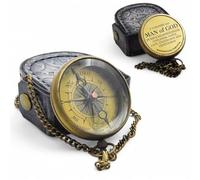 Engraved Brass Bible Verse Compass - I Timothy 6:11 Man of God | Vintage Nautical Compass with Brass Chain & Leather Case | Christian Gift for Men, Father, Husband