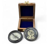 Engraved Brass Compass with Wooden Box - Nautical Vintage Style - Adventure Quote Gift with Free Personalization - Travel, Anniversary, Birthday, Graduation, Valentine's Gift for Him/Her