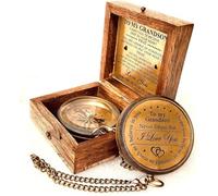 Engraved Brass Compass with Wooden Box - Thoughtful Gift for Grandson, Vintage Style Compass with Chain, Keepsake for Birthday, Graduation & Special Moments