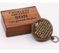 Engraved Brass Pocket Compass - Vintage Nautical Compass for Camping, Hiking, Boating, Travel | Thoughtful Gift for Son