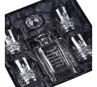 Engraved Buckingham Crystal 5-Piece Whisky Decanter Set in Satin Presentation Box