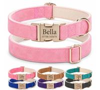 Engraved Buckle Dog Collar, Personalised PU Leather Collar with Name and Phone Number, Soft Breathable Lined Adjustable Pet ID Collar for Puppies Small Medium Large Dogs, UK Dispatch