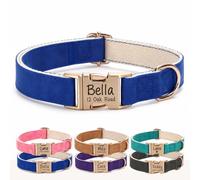 Engraved Buckle Dog Collar, Personalised PU Leather Collar with Name and Phone Number, Soft Breathable Lined Adjustable Pet ID Collar for Puppies Small Medium Large Dogs, UK Dispatch