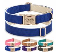 Engraved Buckle Dog Collar, Personalised PU Leather Collar with Name and Phone Number, Soft Breathable Lined Adjustable Pet ID Collar for Puppies Small Medium Large Dogs, UK Dispatch