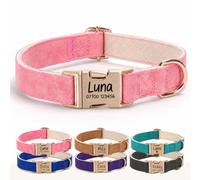 Engraved Buckle Dog Collar, Personalised PU Leather Collar with Name and Phone Number, Soft Breathable Lined Adjustable Pet ID Collar for Puppies Small Medium Large Dogs, UK Dispatch