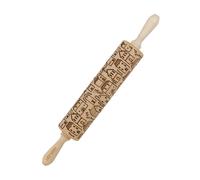 Engraved Cake Roller Beech Wood Scandinavian City 46 cm