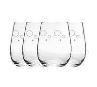 Engraved Circles Pattern Stemless Wine Glasses, Set of Four 12oz/360ml Gaia Glasses, Laser Engraved in The UK, Gift for Her, Gift for Mum, Grandma, Mothers Day, Birthday